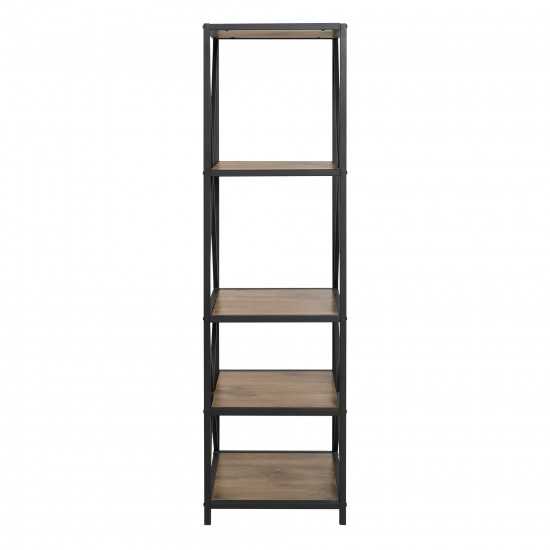 61" Metal X Wood Bookshelf - Barnwood