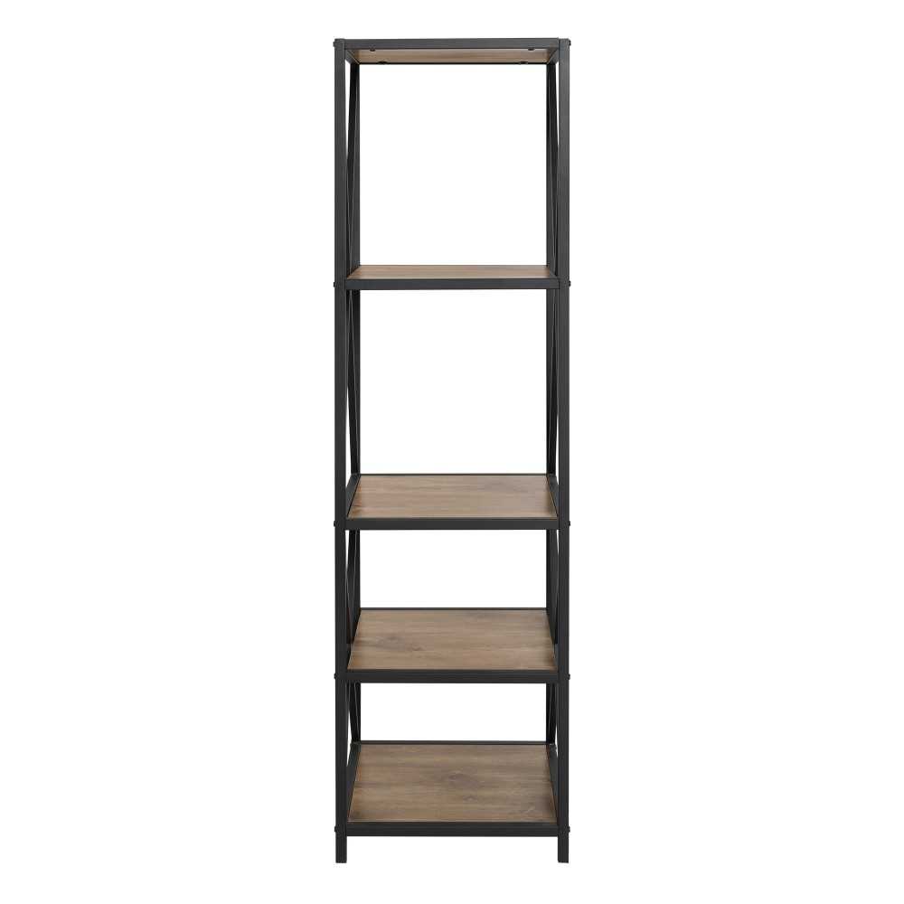 61" Metal X Wood Bookshelf - Barnwood 61" Metal X Wood Bookshelf - Barnwood