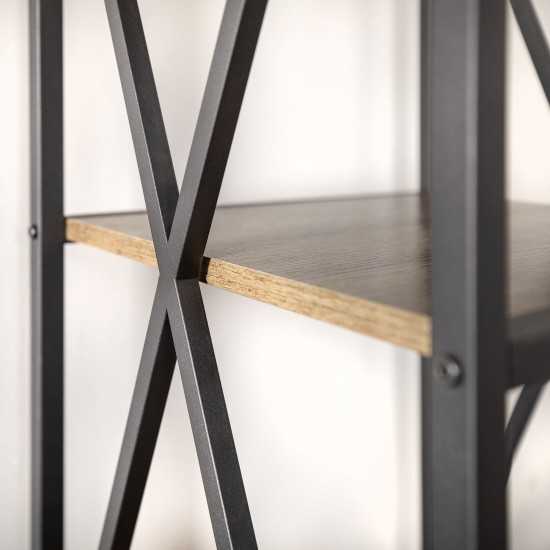 61" Metal X Wood Bookshelf - Barnwood