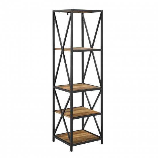 61" Metal Wood Bookshelf - Rustic Oak