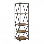 61" Metal Wood Bookshelf - Rustic Oak