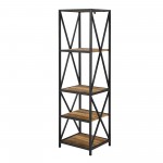 61" Metal Wood Bookshelf - Rustic Oak