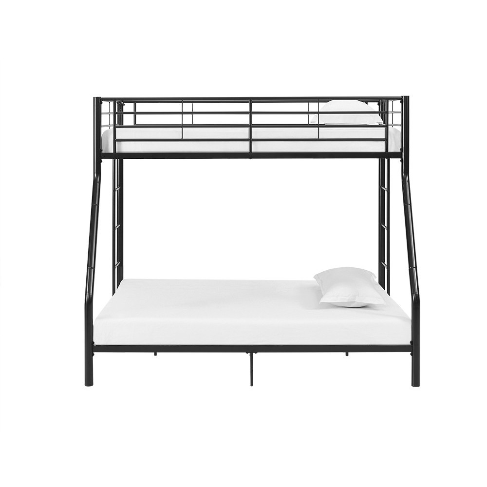 Premium Metal Twin over Full Bunk Bed - Black