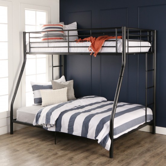 Premium Metal Twin over Full Bunk Bed - Black