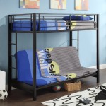 Premium Metal Twin over Futon Bunk Bed - Black