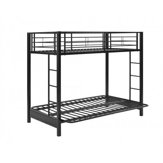 Premium Metal Twin over Futon Bunk Bed - Black