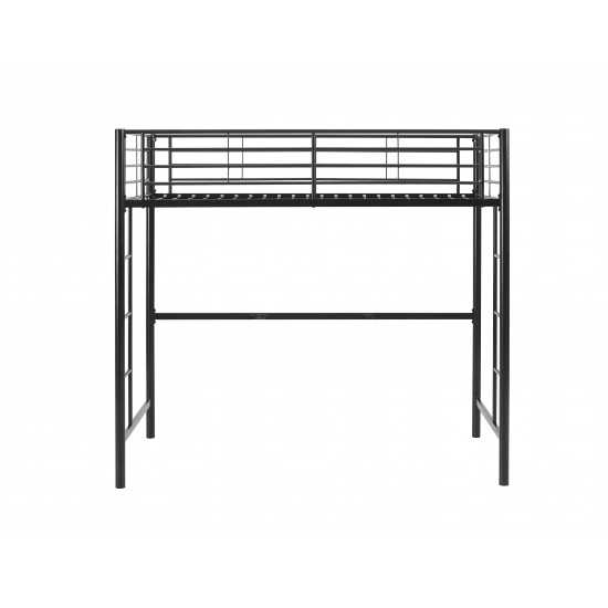 Premium Metal Twin Loft Bed - Black