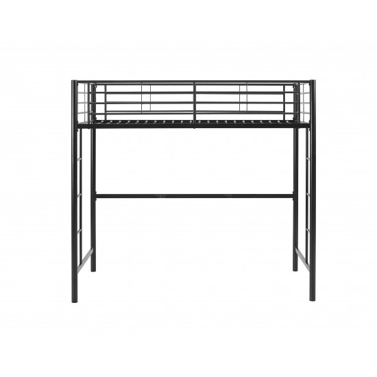 Premium Metal Twin Loft Bed - Black