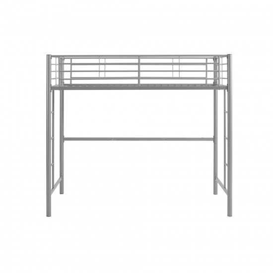 Premium Metal Twin Loft Bed - Silver