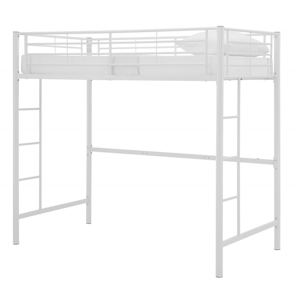 Premium Metal Twin Loft Bed - White