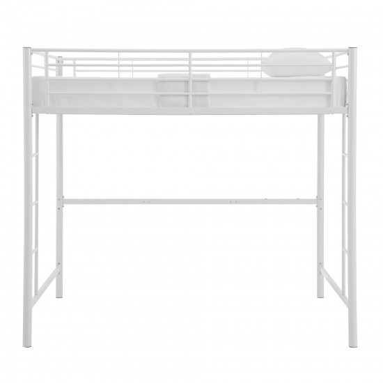 Premium Metal Twin Loft Bed - White
