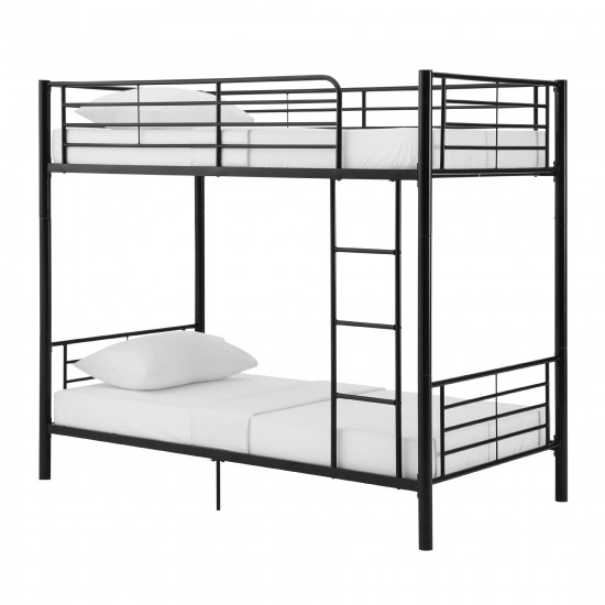 Premium Metal Twin over Twin Bunk Bed - Black