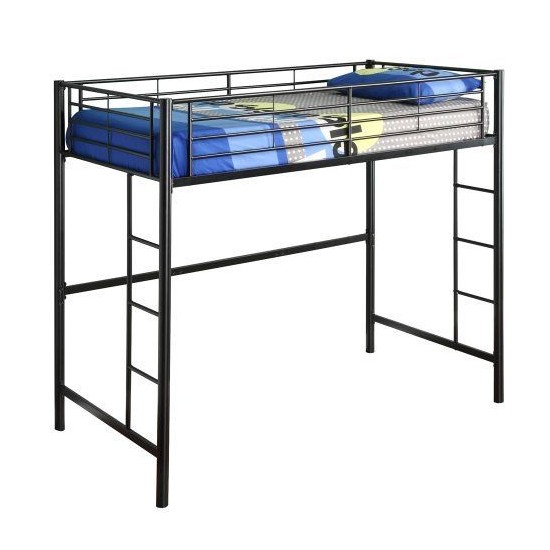 Premium Metal Twin Loft Bed with Workstation - Black