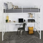 Premium Metal Twin Loft Bed with Workstation - White