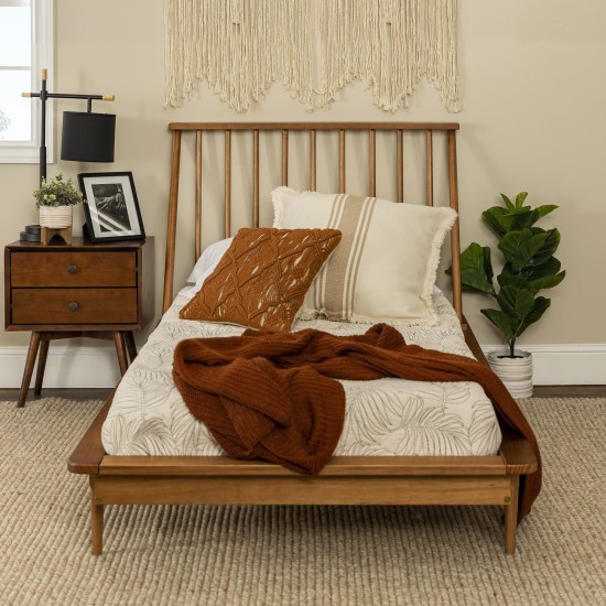 Twin Mid Century Solid Wood Spindle Bed - Caramel