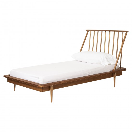 Twin Mid Century Solid Wood Spindle Bed - Caramel