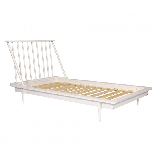 Twin Mid Century Solid Wood Spindle Bed - White