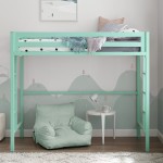 Premium Deluxe Twin Metal Loft Bed - Mint