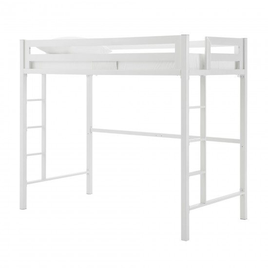 Premium Deluxe Twin Metal Loft Bed - White