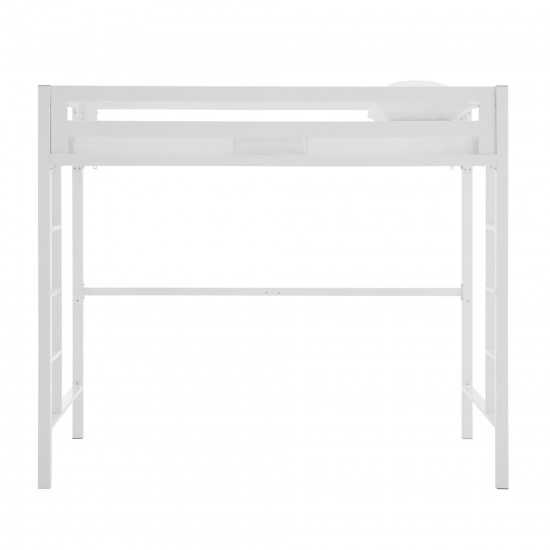 Premium Deluxe Twin Metal Loft Bed - White