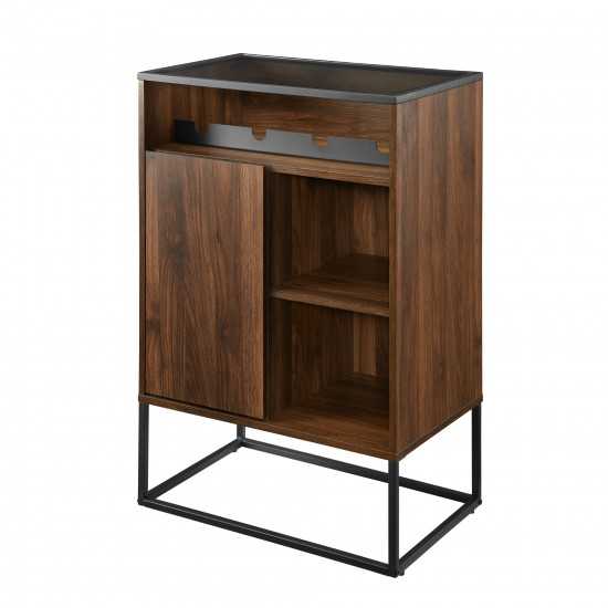 William 24" 1 Door Glass Top Bar Cabinet - Dark Walnut