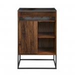 William 24" 1 Door Glass Top Bar Cabinet - Dark Walnut