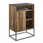 William 24" 1 Door Glass Top Bar Cabinet - Rustic Oak