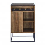 William 24" 1 Door Glass Top Bar Cabinet - Rustic Oak