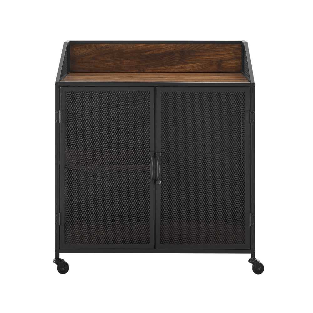 33" Industrial Bar Cabinet - Dark Walnut