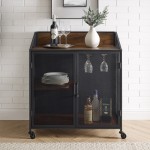 33" Industrial Bar Cabinet - Dark Walnut