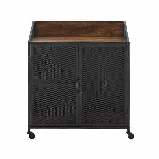 33" Industrial Bar Cabinet - Dark Walnut