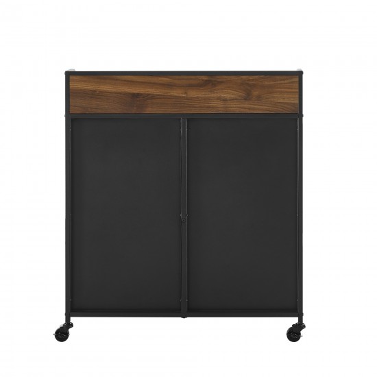 33" Industrial Bar Cabinet - Dark Walnut