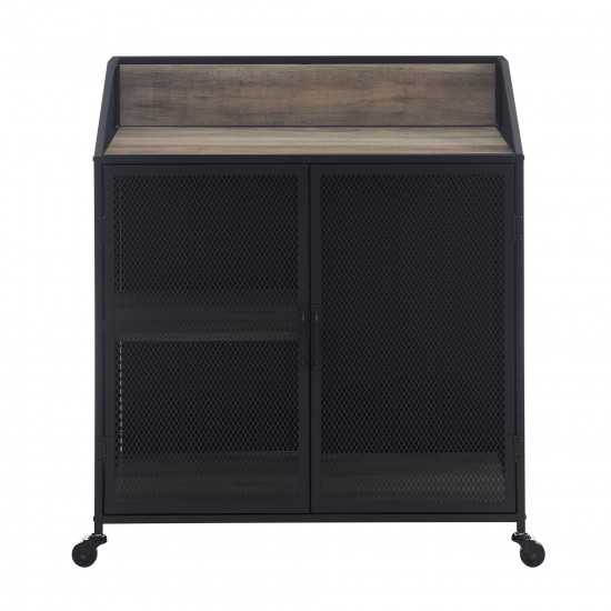 Sona 33" Industrial Bar Cabinet - Grey Wash