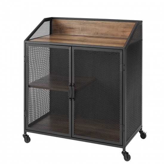 Sona 33" Industrial Bar Cabinet - Rustic Oak