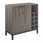 Chicago 34" Modern Bar Cabinet with Side Wine Storage - Slate Grey