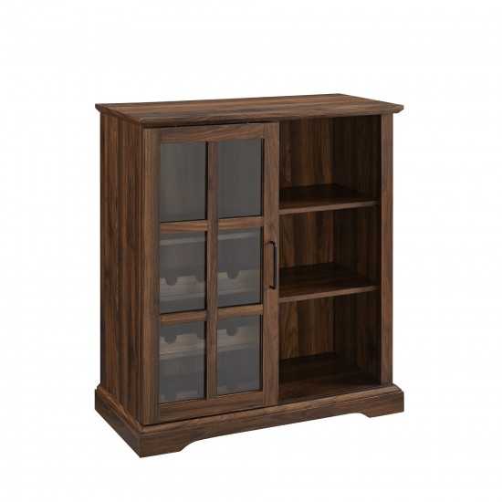 Lennon 36" Sliding Glass Door Bar Cabinet - Dark Walnut