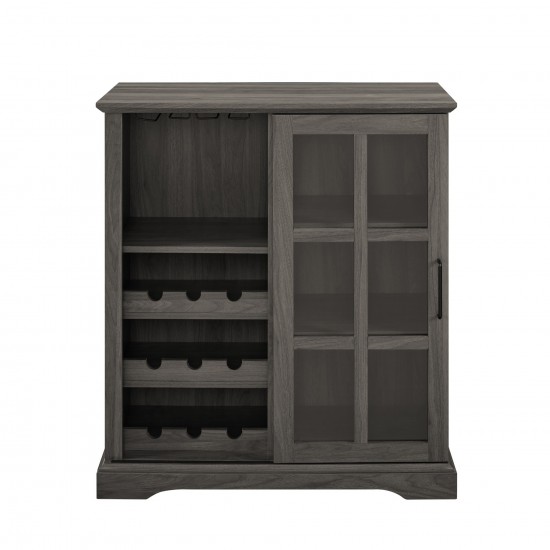 Lennon 36" Sliding Glass Door Bar Cabinet - Slate Grey