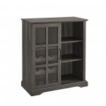 Lennon 36" Sliding Glass Door Bar Cabinet - Slate Grey