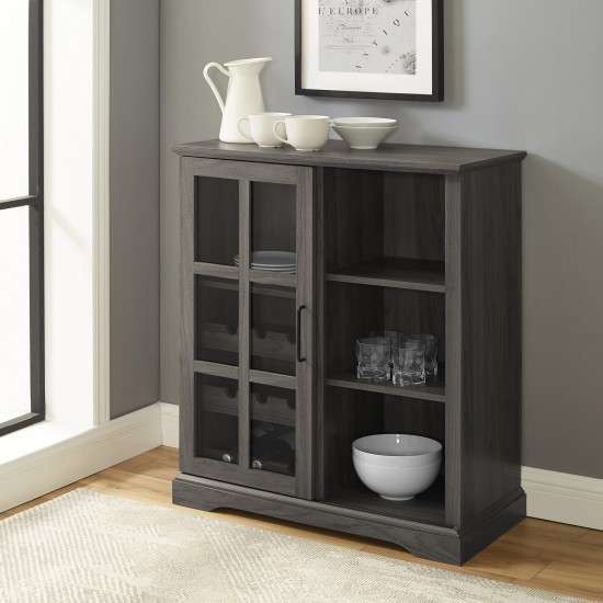 Lennon 36" Sliding Glass Door Bar Cabinet - Slate Grey