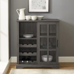 Lennon 36" Sliding Glass Door Bar Cabinet - Slate Grey