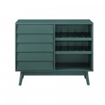 Paula 36" Louvered Door Bar Cabinet - Dark Teal