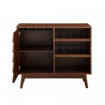 Paula 36" Louvered Door Bar Cabinet - Walnut