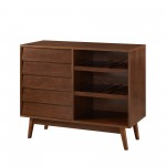 Paula 36" Louvered Door Bar Cabinet - Walnut