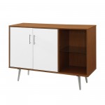 Mackay 44" Mid Century Modern TV Stand Buffet - Pecan/White