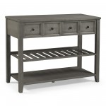 Hank 48" Solid Wood 2 Drawer Buffet with Wine Shelf - Grey