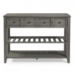 Hank 48" Solid Wood 2 Drawer Buffet with Wine Shelf - Grey