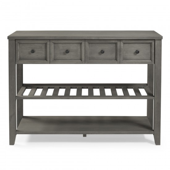 Hank 48" Solid Wood 2 Drawer Buffet with Wine Shelf - Grey