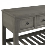 Hank 48" Solid Wood 2 Drawer Buffet with Wine Shelf - Grey