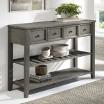 Hank 48" Solid Wood 2 Drawer Buffet with Wine Shelf - Grey