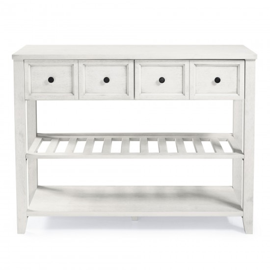 Hank 48" Solid Wood 2 Drawer Buffet with Wine Shelf - White